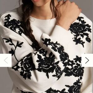 Anthropologie Black and White Floral Sweater